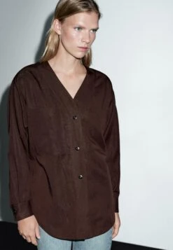 Massimo Dutti V-NECK - Blouse - Dark Brown 15 Massimo Dutti V-NECK - Blouse - Dark Brown -Massimo Dutti Shop 5fb43825416b444bbc54558235fbe223