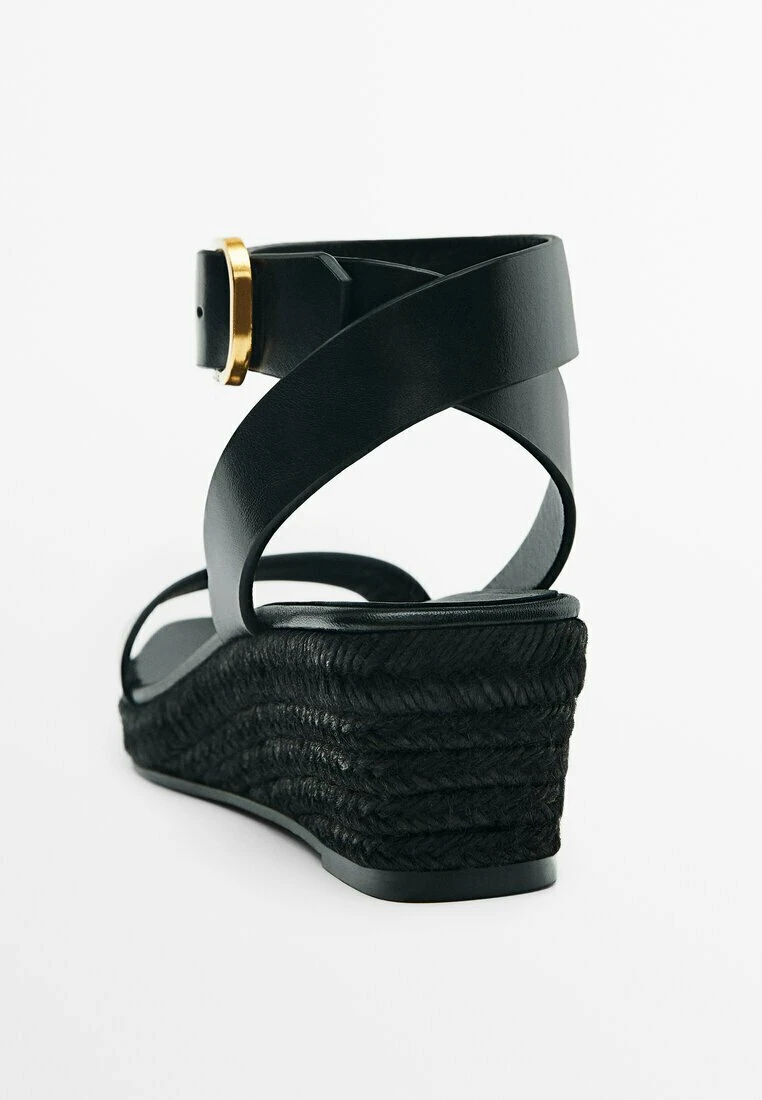 Massimo Dutti With Buckled Strap - Wedge Sandals - Black 6 Massimo Dutti With Buckled Strap - Wedge Sandals - Black - Image 4