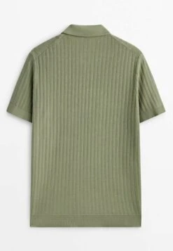 Massimo Dutti Vertical Textured - Polo Shirt - Khaki -Massimo Dutti Shop 601083a887714363ab93cb8f67aeb0eb