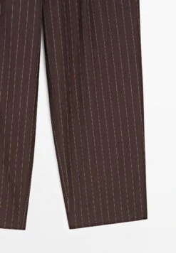 Massimo Dutti DARTED PINSTRIPE - Trousers - Brown -Massimo Dutti Shop 6036b47eb624496e8419027bfb8b080e