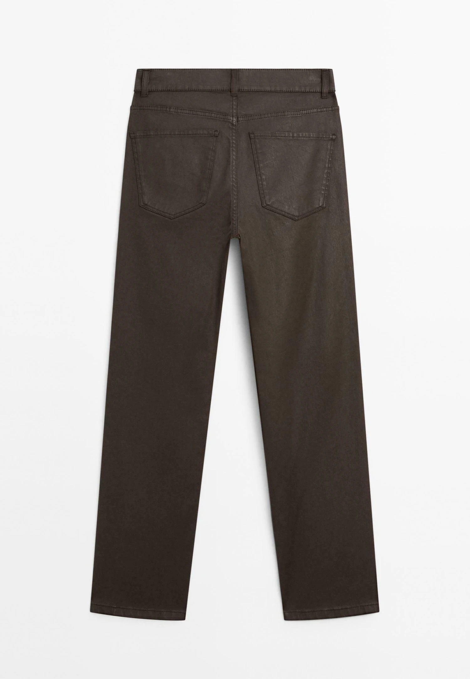 Massimo Dutti HIGH-WAIST STRAIGHT-LEG WAXED - Straight Leg Jeans - Mottled Dark Brown 9 Massimo Dutti HIGH-WAIST STRAIGHT-LEG WAXED - Straight Leg Jeans - Mottled Dark Brown - Image 7