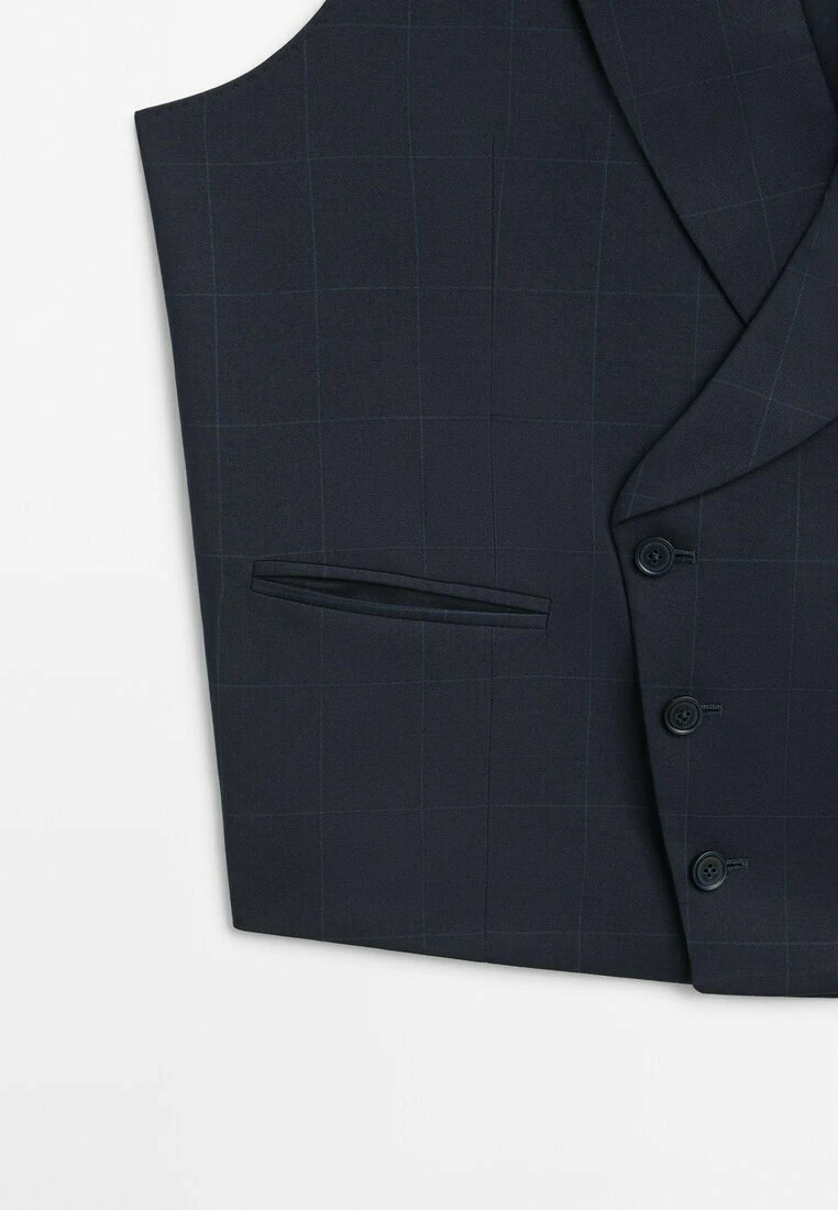 Massimo Dutti Windowpane Check - Suit Waistcoat - Blue 11 Massimo Dutti Windowpane Check - Suit Waistcoat - Blue - Image 9