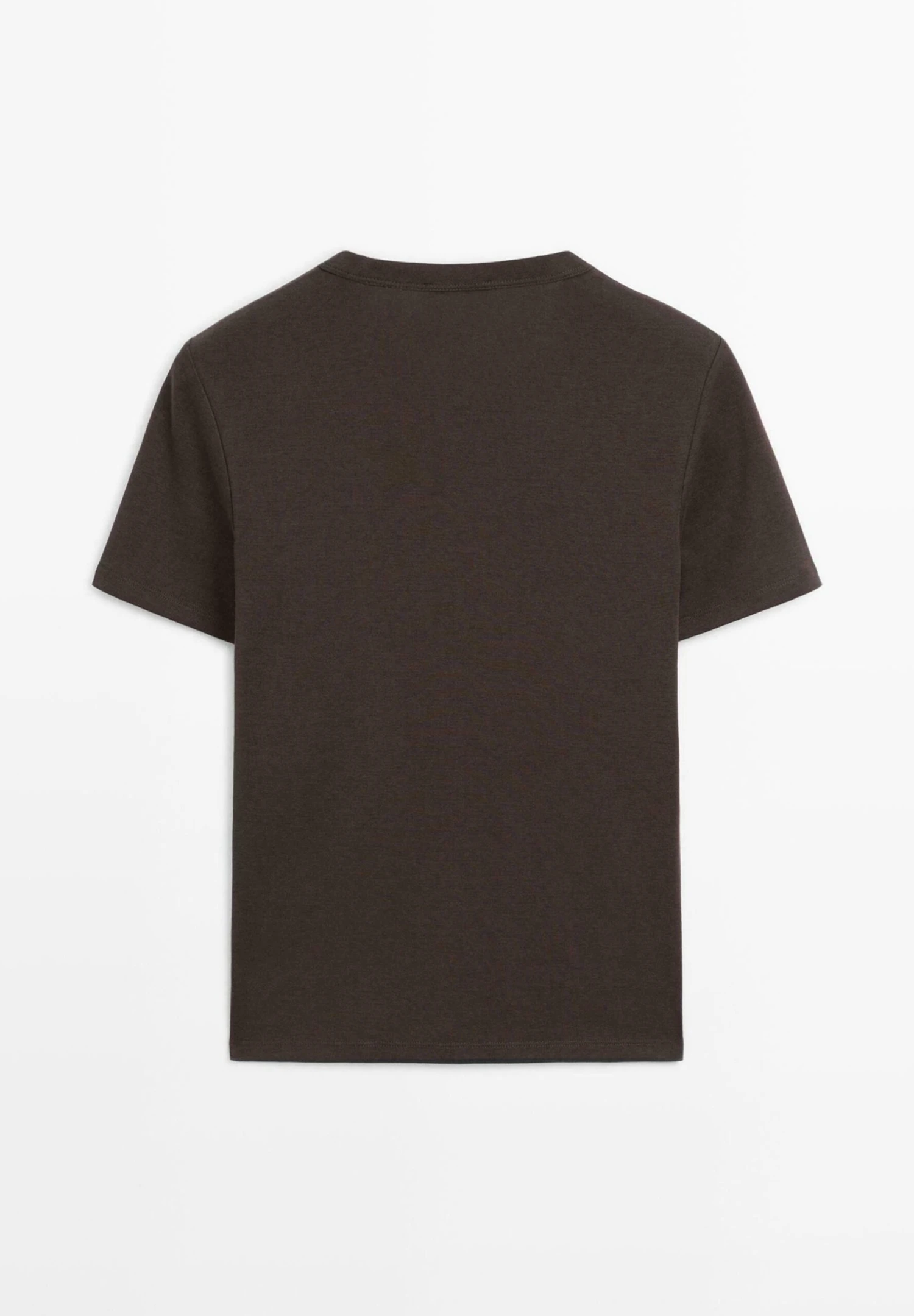 Massimo Dutti V-NECK SHORT SLEEVE - Basic T-shirt - Dark Brown 6 Massimo Dutti V-NECK SHORT SLEEVE - Basic T-shirt - Dark Brown - Image 4