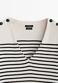 Massimo Dutti Short Striped With Button Detail- Jumper Dress - Dark Blue -Massimo Dutti Shop 60749ef42ea14be088dd85eb1e21849c