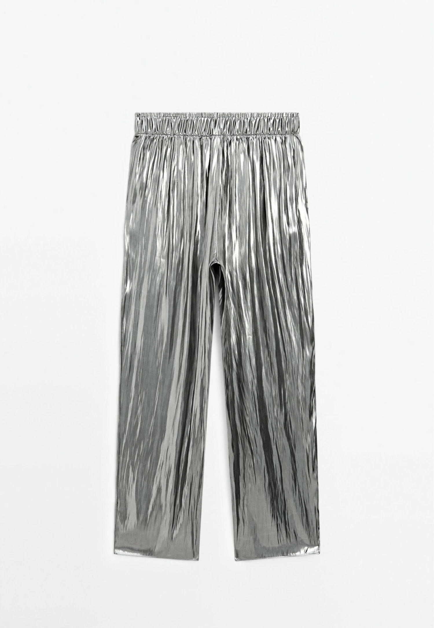 Massimo Dutti FLOWING METALLIC WITH GATHERED DETAIL - Trousers - Silver 7 Massimo Dutti FLOWING METALLIC WITH GATHERED DETAIL - Trousers - Silver - Image 5