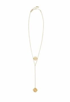 Massimo Dutti Double Flower Long - Necklace - Gold Coloured