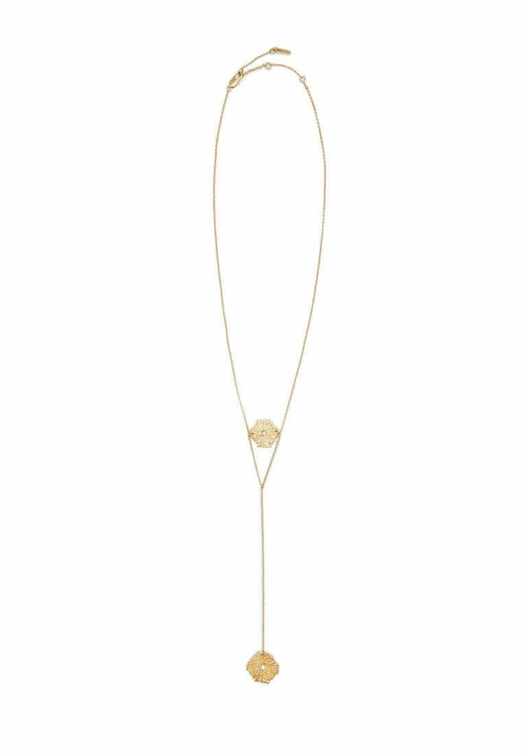 Massimo Dutti Double Flower Long - Necklace - Gold Coloured 3 Massimo Dutti Double Flower Long - Necklace - Gold Coloured
