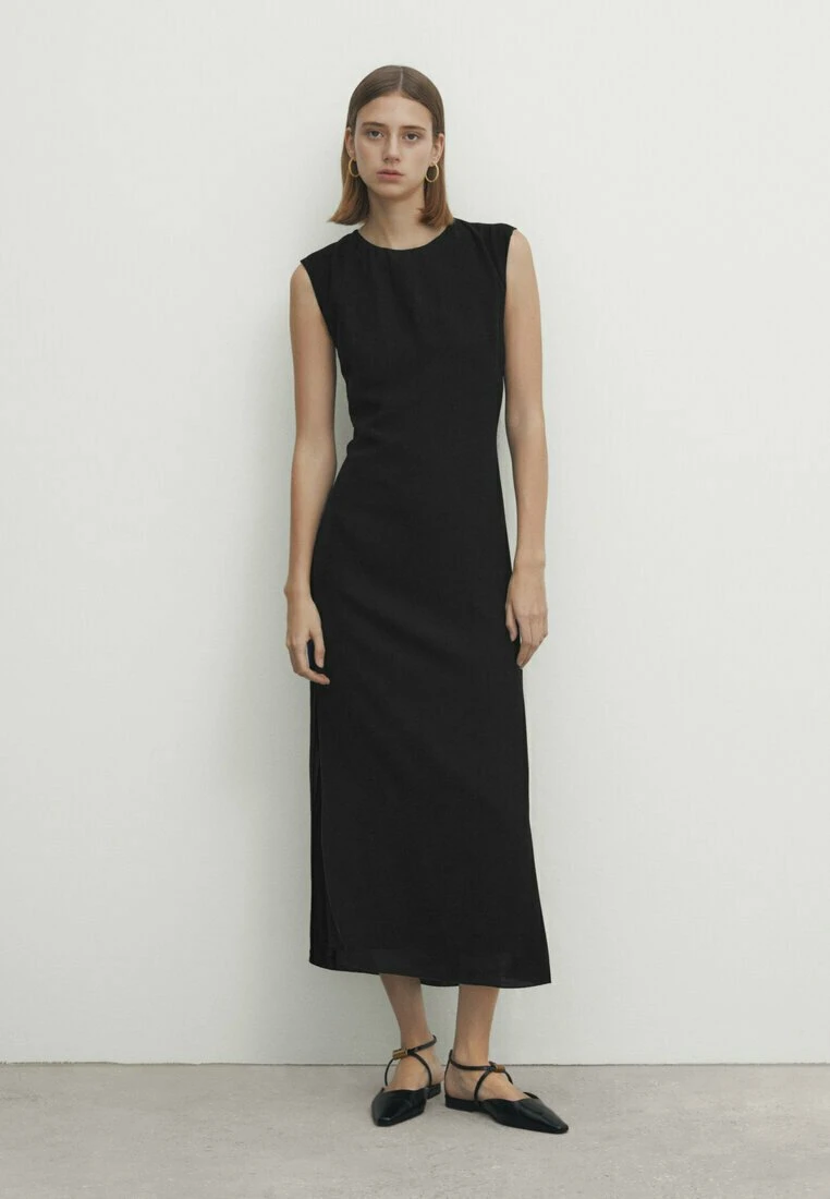 Massimo Dutti MidiWith Criss Cross Detail At The Back- Day Dress - Black 3 Massimo Dutti MidiWith Criss Cross Detail At The Back- Day Dress - Black