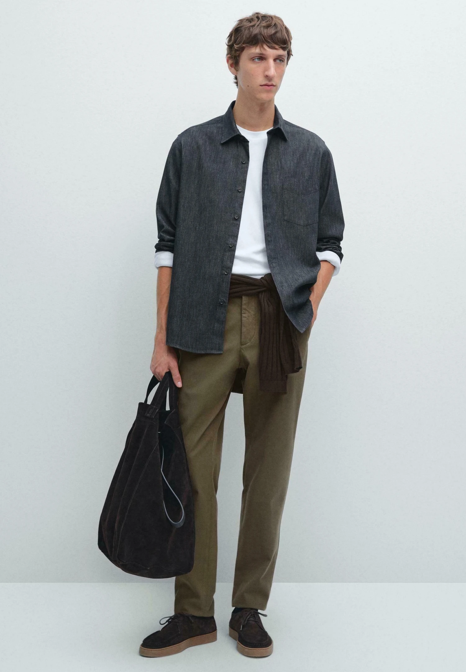 Massimo Dutti SLIM FIT TEXTURED - Trousers - KHAKI 4 Massimo Dutti SLIM FIT TEXTURED - Trousers - KHAKI - Image 2