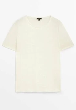 Massimo Dutti Short Sleeve- Basic T-Shirt - Beige -Massimo Dutti Shop 613fbcfd5adb4c49839b2220dae51584