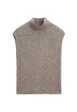 Massimo Dutti SLEEVELESS HIGH NECK SWEATER - Jumper - Beige
