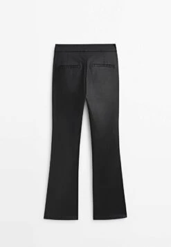 Massimo Dutti Waxed Kick With Central Seam - Trousers - Black -Massimo Dutti Shop 61860fa10c944685bd2e6aeade23cf92
