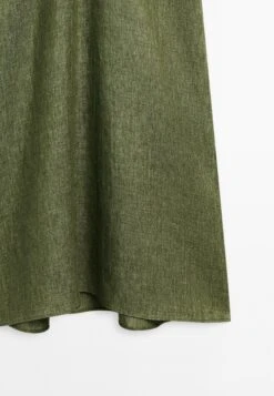 Massimo Dutti SHORT SLEEVE LINEN MIDI - Day Dress - Mottled Dark Green -Massimo Dutti Shop 622a4f9d17dc472daa74557e807c3f70