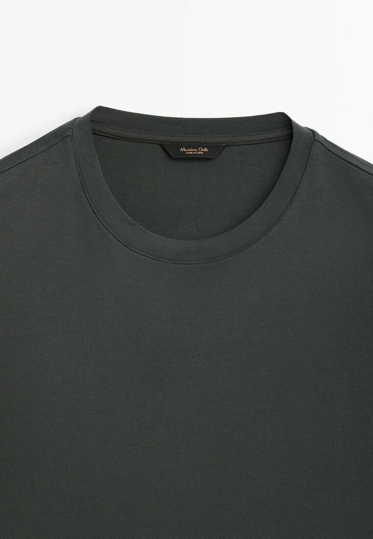 Massimo Dutti Short Sleeve Mercerised - Basic T-Shirt - Dark Grey 5 Massimo Dutti Short Sleeve Mercerised - Basic T-Shirt - Dark Grey - Image 3