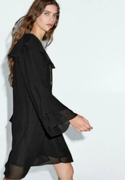 Massimo Dutti SHORT RUFFLED - Day Dress - Black -Massimo Dutti Shop 62933b7f204842dca08e48ba2f289894