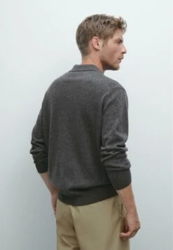 Massimo Dutti CASHMERE LONG SLEEVE POLO COLLAR - Long Sleeved Top - Grey -Massimo Dutti Shop 62a7440d0b6b4f49afe040fec168e3a8