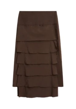 Massimo Dutti MIDI WITH RUFFLE DETAIL - Maxi Skirt - Dark Brown -Massimo Dutti Shop 62c82ad67c014cbeba52ce7a963faf53