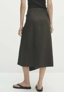 Massimo Dutti Style Midi - A-Line Skirt - Khaki -Massimo Dutti Shop 62dfec58fef048a9abfc045be36fe23b