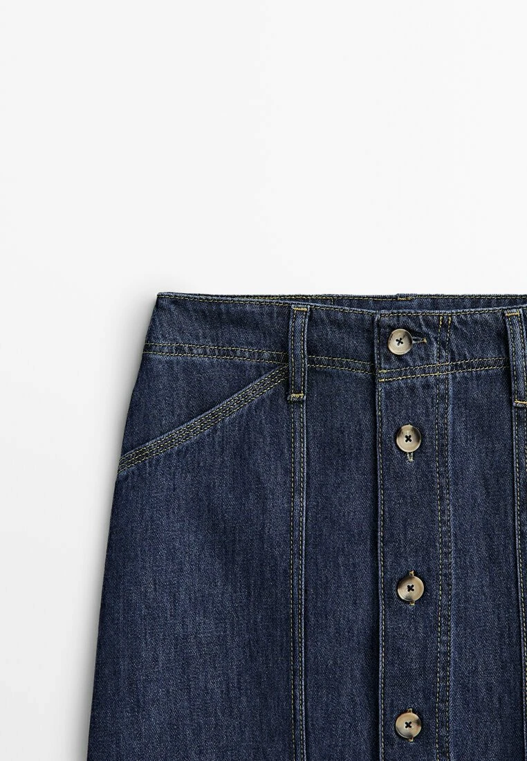 Massimo Dutti Carpenter Midi With Buttons - A-Line Skirt - Dark Blue 8 Massimo Dutti Carpenter Midi With Buttons - A-Line Skirt - Dark Blue - Image 6