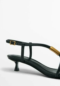 Massimo Dutti With Metal Piece- Sandals - Black -Massimo Dutti Shop 63596516574147b8a6748efb3a2e6c99