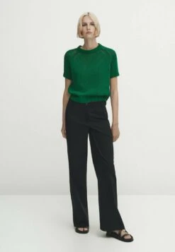 Massimo Dutti Short Sleeve - Basic T-Shirt - Green