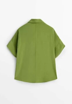 Massimo Dutti Flowing - Button-Down Blouse - Green -Massimo Dutti Shop 63bc17250b8a4b31b47fce56a7e1c429