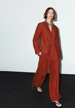 Massimo Dutti SHAWL COLLAR - Blazer - Mottled Red