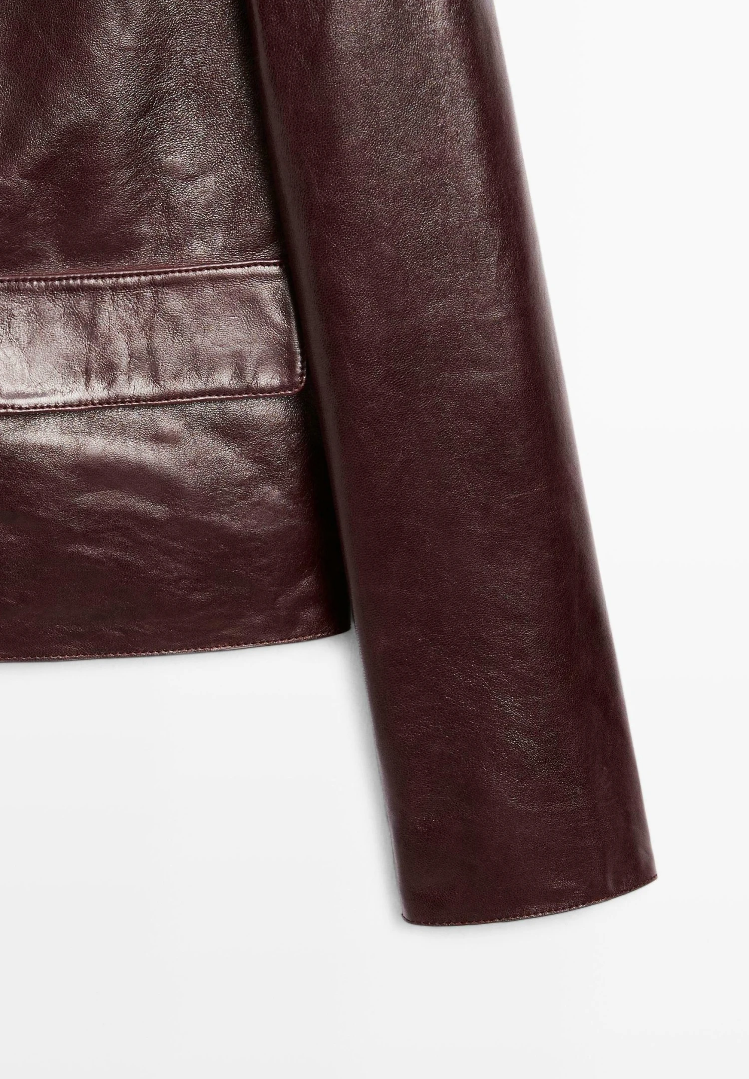 Massimo Dutti Leather Jacket - Bordeaux 10 Massimo Dutti Leather Jacket - Bordeaux - Image 8