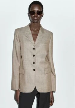 Massimo Dutti FLECKED WITH BUTTONS - Blazer - Beige