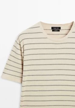 Massimo Dutti STRIPED LIGHTWEIGHT CREW NECK - Print T-shirt - Beige -Massimo Dutti Shop 648695272c564c67b853c8565a95ce52