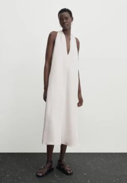 Massimo Dutti Long Halter Neck With Flounce - Maxi Dress