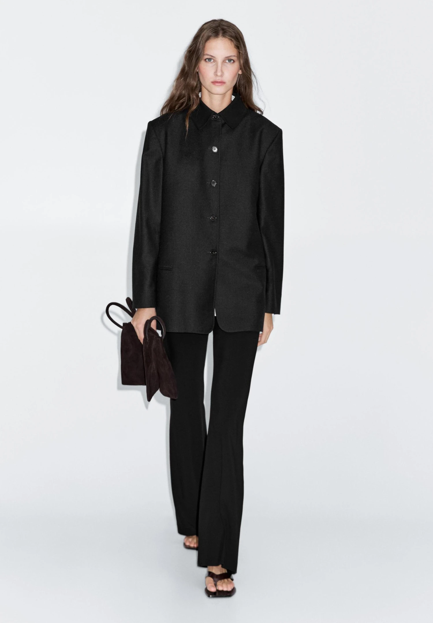 Massimo Dutti CONTRAST COLLAR - Short Coat - Dark Grey 4 Massimo Dutti CONTRAST COLLAR - Short Coat - Dark Grey - Image 2