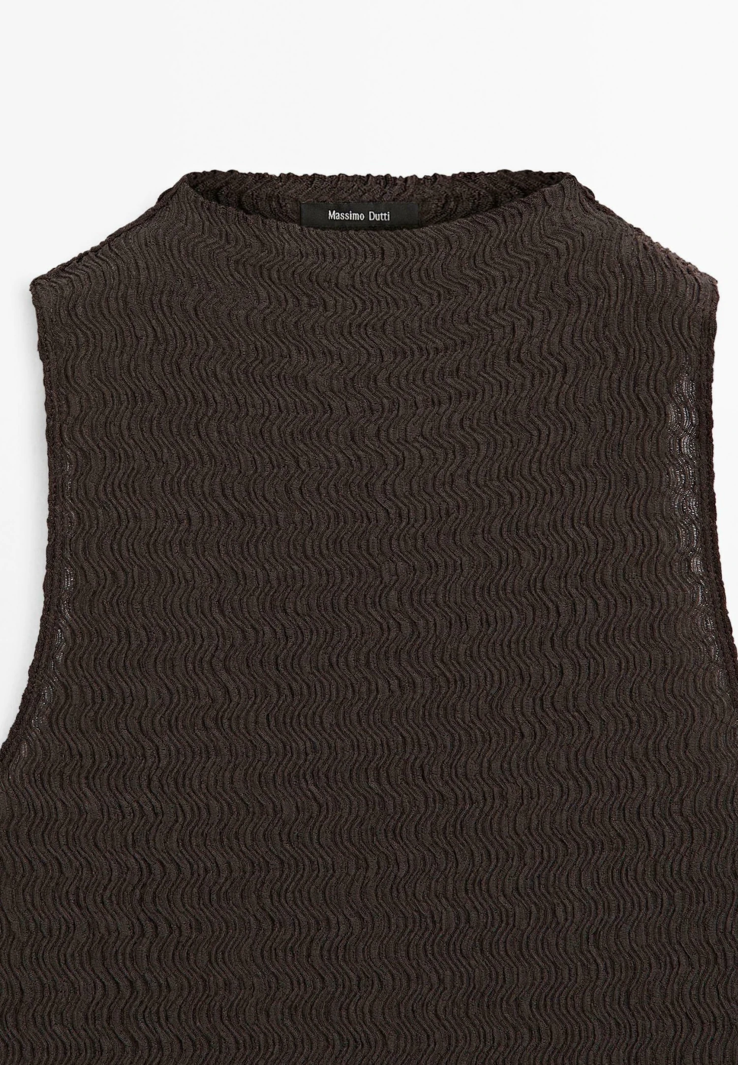 Massimo Dutti CHOCOLATE LINEAR WAFFLE-KNIT FUNNEL NECK - Top - Dark Brown 9 Massimo Dutti CHOCOLATE LINEAR WAFFLE-KNIT FUNNEL NECK - Top - Dark Brown - Image 7