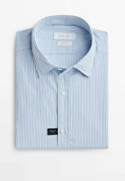Massimo Dutti Seersucker Regular Fit Striped- Shirt - Light Blue -Massimo Dutti Shop 64ba20541e974c3987915d3d36bc2e7d