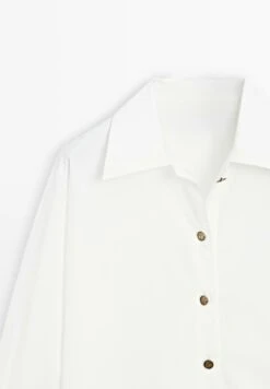 Massimo Dutti GARMENT WITH GOLDEN BUTTONS - Button-down Blouse - White -Massimo Dutti Shop 64bc0ec30b38458998211b3d2285d958