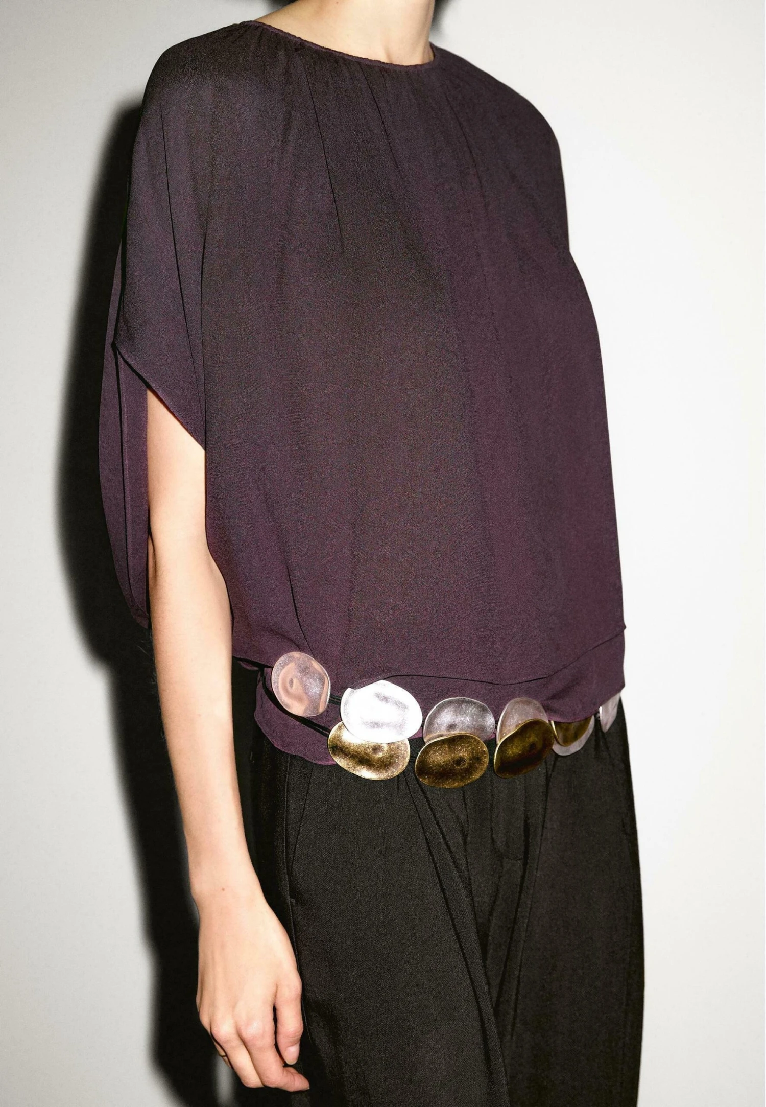 Massimo Dutti SHORT DOUBLE-LAYER CAPE - Blouse - Mottled Lilac 4 Massimo Dutti SHORT DOUBLE-LAYER CAPE - Blouse - Mottled Lilac - Image 2