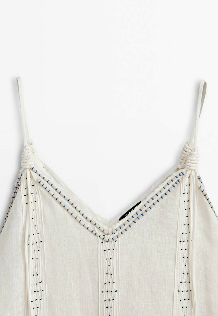 Massimo Dutti With Straps And Embroidery Detail - Maxi Dress - White 10 Massimo Dutti With Straps And Embroidery Detail - Maxi Dress - White - Image 8