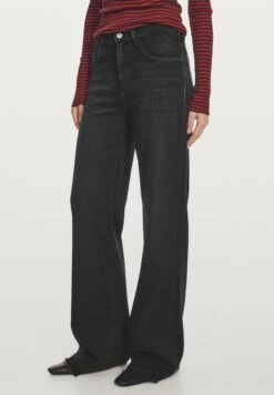 Massimo Dutti MID-RISE BELL BOTTOM - Flared Jeans - Black