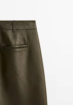 Massimo Dutti Nappa - Leather Trousers - Khaki -Massimo Dutti Shop 6514d7aad6fc49f9a19672261c620e31