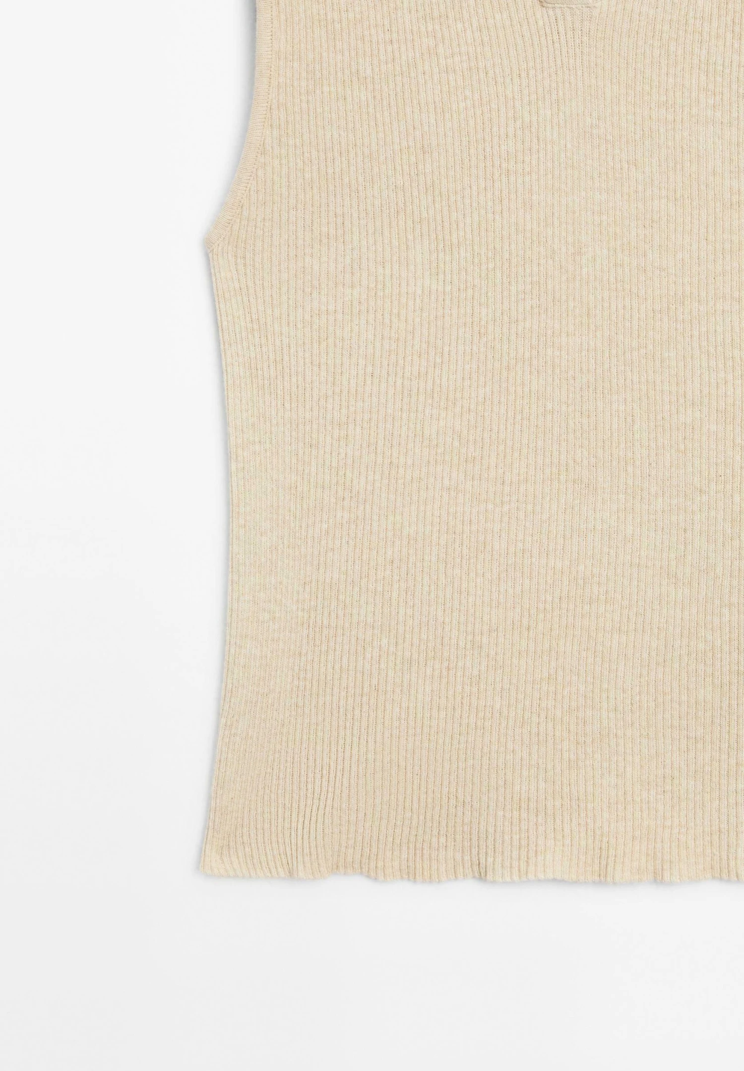 Massimo Dutti V-NECK RIBBED WITH COLLAR DETAIL - Top - Beige 12 Massimo Dutti V-NECK RIBBED WITH COLLAR DETAIL - Top - Beige - Image 10