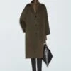 Massimo Dutti LONG BLEND - Classic Coat - Khaki -Massimo Dutti Shop 652bf76bf84a4548bc8b910275faa647