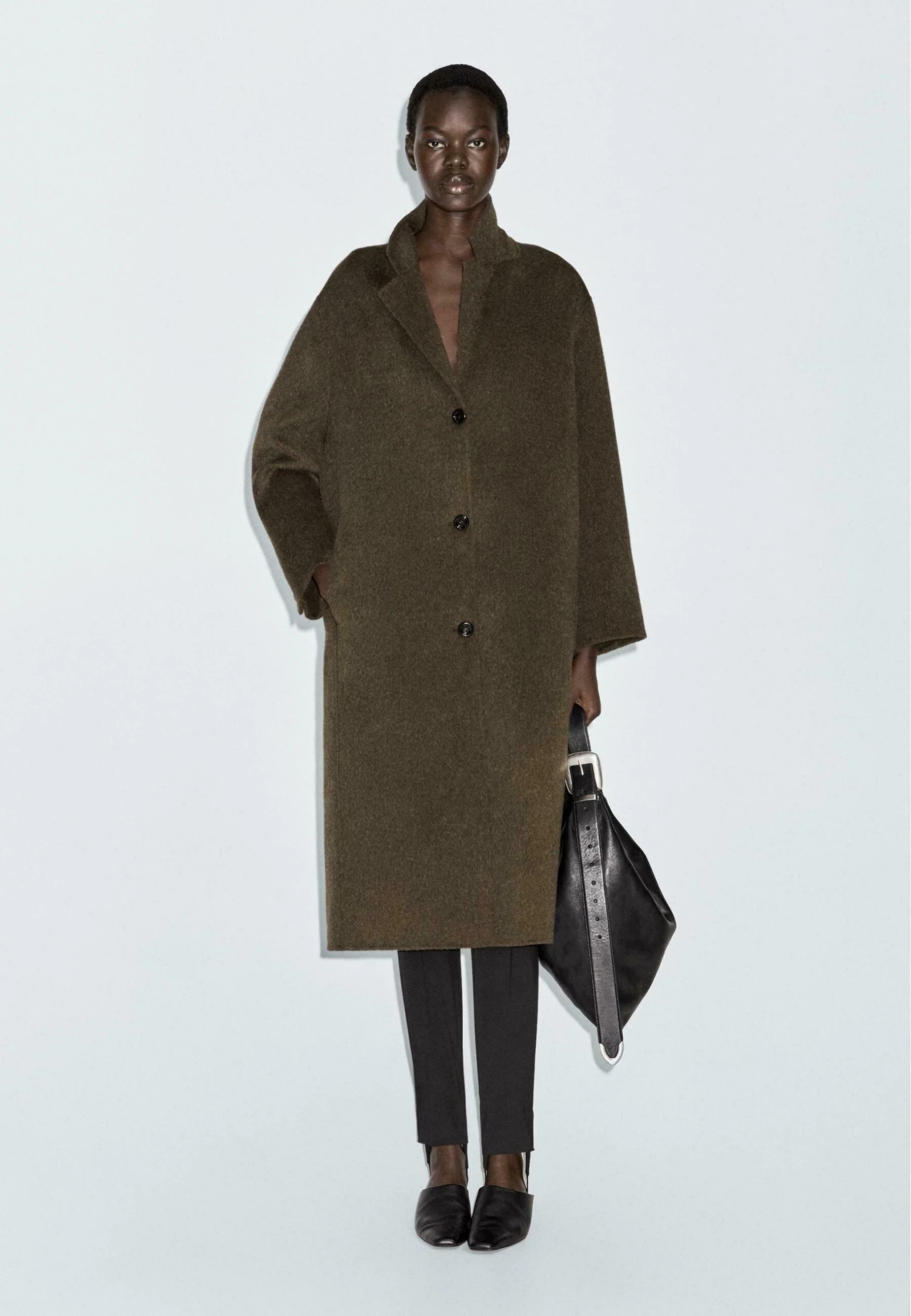 Massimo Dutti LONG BLEND - Classic Coat - Khaki 3 Massimo Dutti LONG BLEND - Classic Coat - Khaki