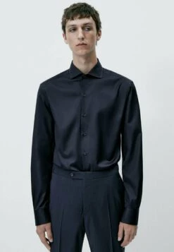 Massimo Dutti Textured - Formal Shirt - Blue Black Denim