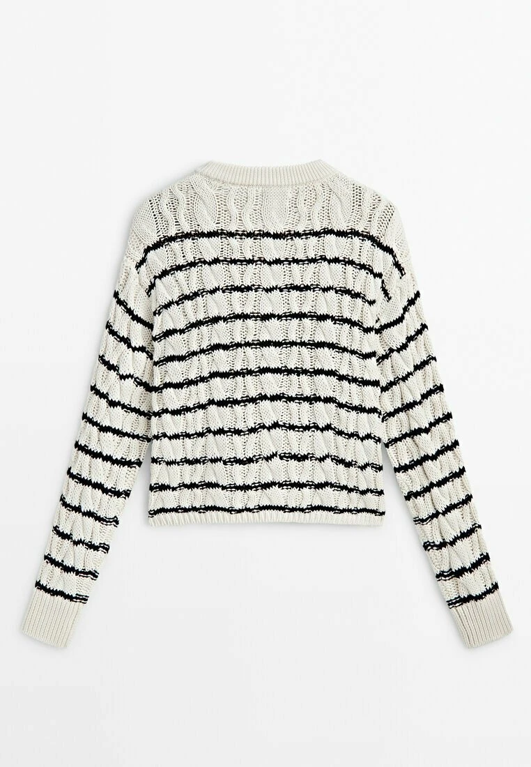 Massimo Dutti Striped Cable - Cardigan - Beige 8 Massimo Dutti Striped Cable - Cardigan - Beige - Image 6