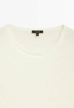 Massimo Dutti Short Sleeve- Basic T-Shirt - Beige -Massimo Dutti Shop 66130211e91443d6b84ca552b3d78825