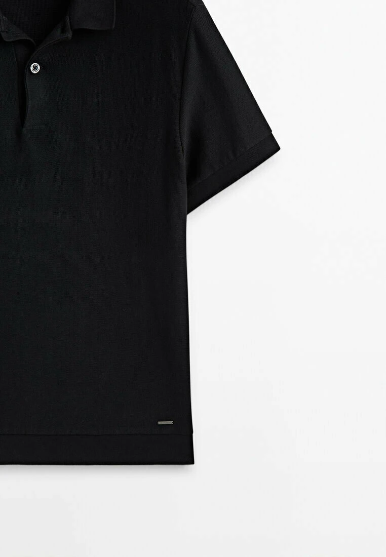 Massimo Dutti Textured Short Sleeve - Polo Shirt - Black 11 Massimo Dutti Textured Short Sleeve - Polo Shirt - Black - Image 9