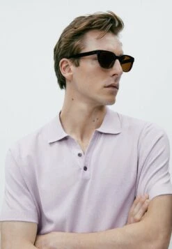 Massimo Dutti With V-Neck And Buttons - Polo Shirt - Mauve -Massimo Dutti Shop 6623527ca26441a9ba631b4c8b331d04