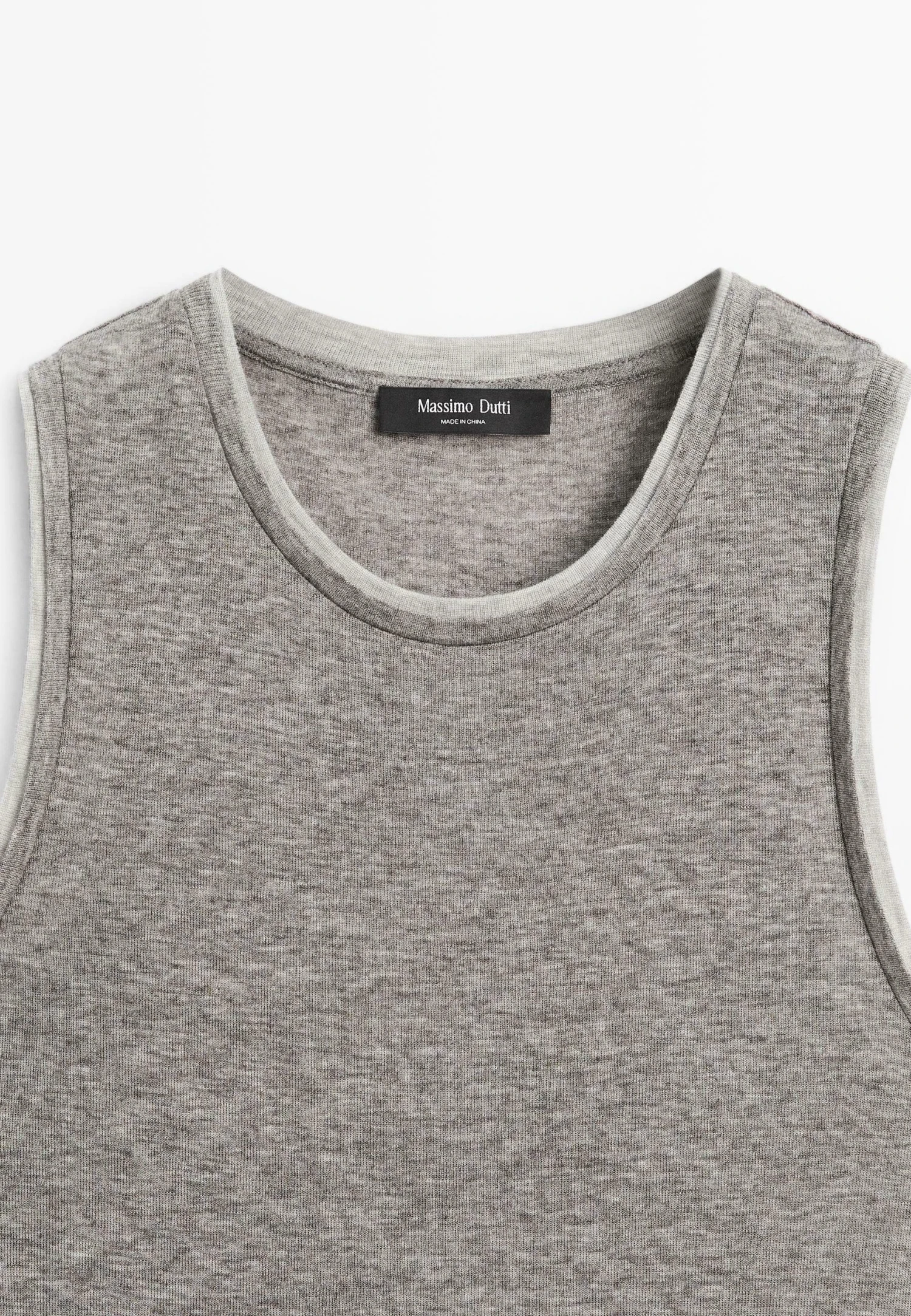 Massimo Dutti SLEEVELESS WITH DOUBLE TRIM - Basic T-shirt - Grey 10 Massimo Dutti SLEEVELESS WITH DOUBLE TRIM - Basic T-shirt - Grey - Image 8