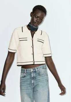 Massimo Dutti SHORT SLEEVE WITH BUTTONS - Cardigan - Beige