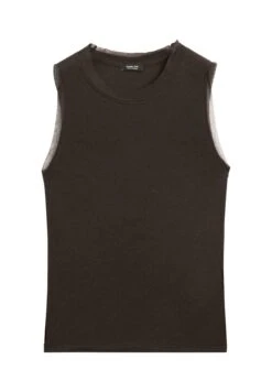 Massimo Dutti SLEEVELESS WITH DOUBLE PIPING - Basic T-shirt - Mottled Dark Brown -Massimo Dutti Shop 667b919a9eb544c983dadc0d42a71fb2